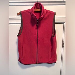 Woolrich Jacket Womens Medium Red Vest Coat Fleece Hiking Logo Full Zip